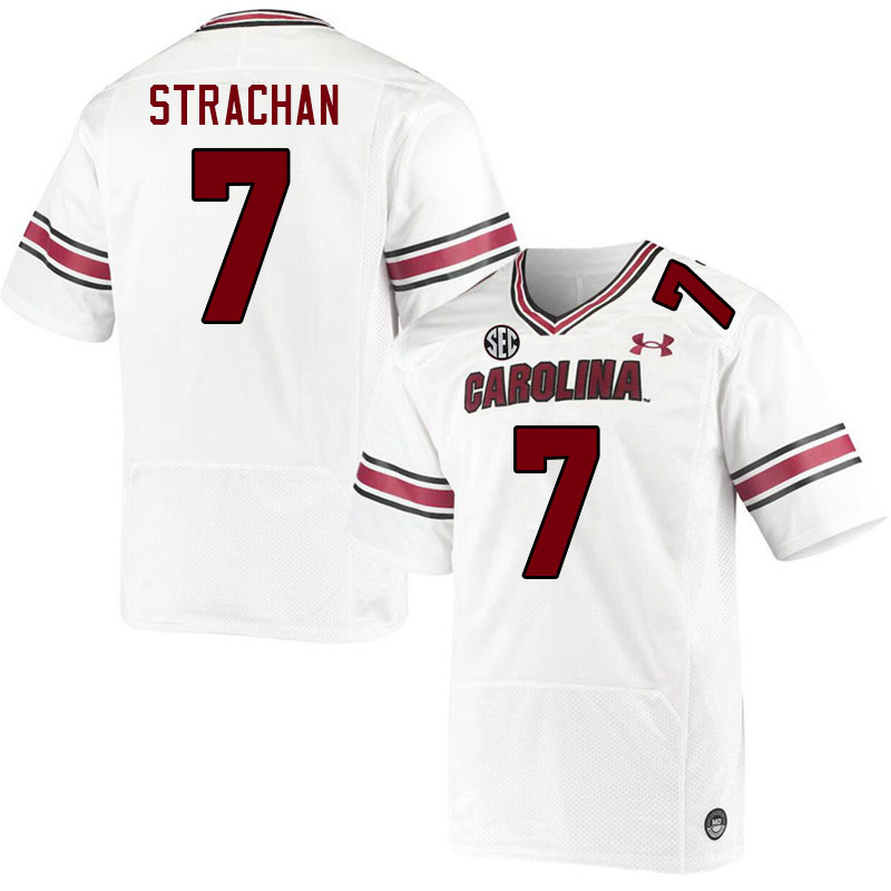 Men #7 Jordan Strachan South Carolina Gamecocks 2023 College Football Jerseys Stitched-White